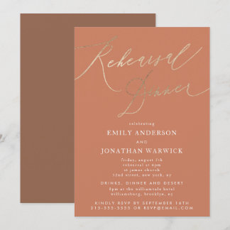 Terracotta Dusty Orange Elegant Wedding Rehearsal Invitation