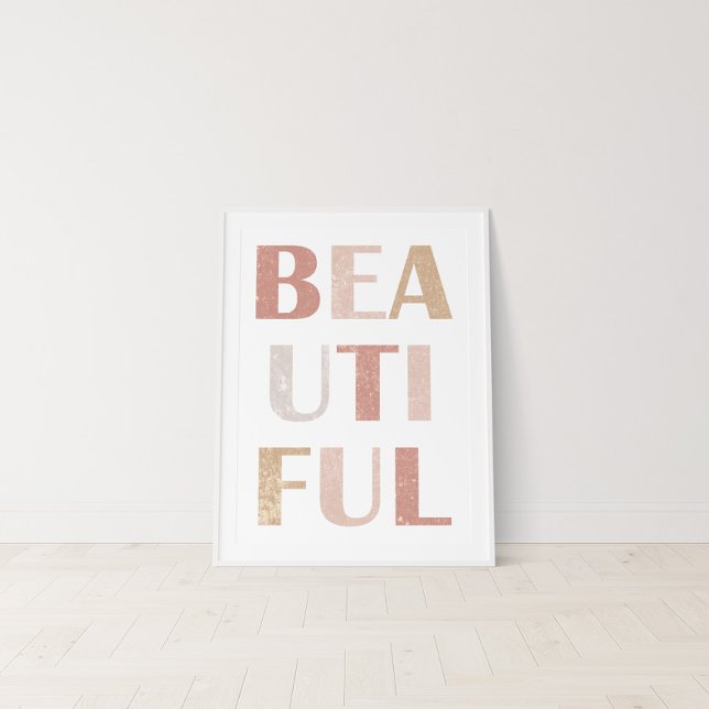 Terracotta & Dusty Rose “Beautiful” Typographic  Poster (Creator Uploaded)