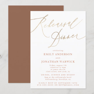 Terracotta Dusty White Classic Wedding Rehearsal Invitation