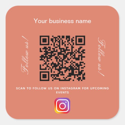 Terracotta earth business name qr code instagram square sticker