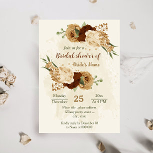 terracotta earth tone floral bridal shower invitation