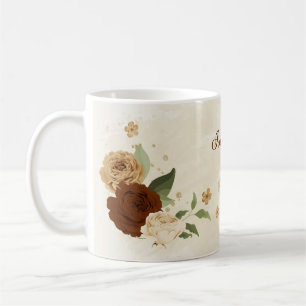 terracotta earth tone floral coffee mug