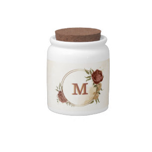 terracotta earth tone floral greenery candy jar