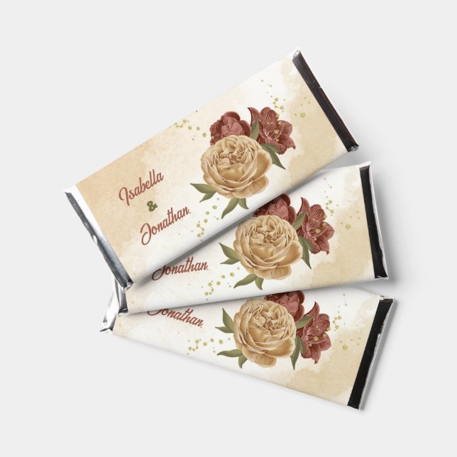 terracotta earth tone floral greenery hershey bar favors (Front)