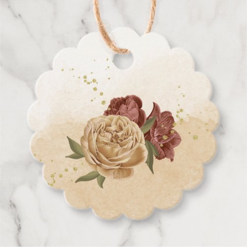 terracotta earth tone floral greenery wedding favor tags