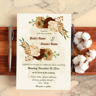 terracotta earth tone floral greenery wedding invitation