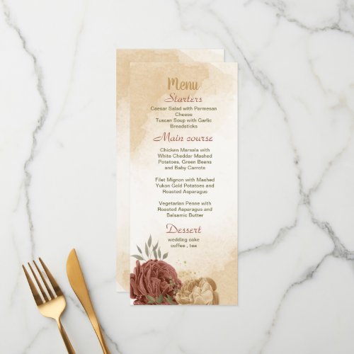 terracotta earth tone floral greenery wedding  menu