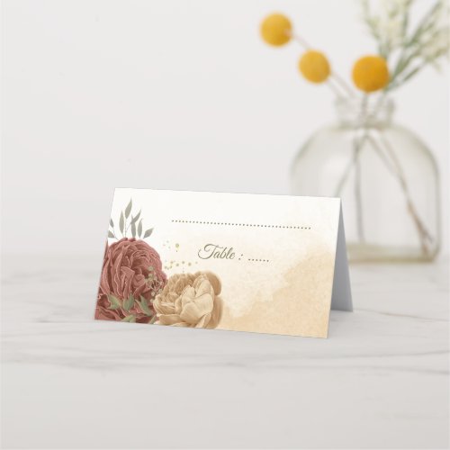 terracotta earth tone floral greenery wedding  place card