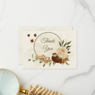 terracotta earth tone floral greenery wedding thank you card