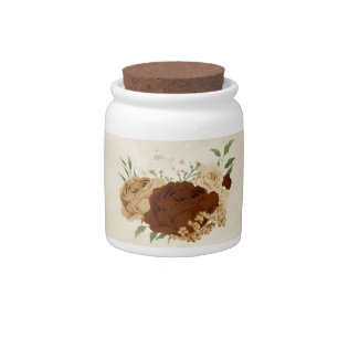 terracotta earth tone floral wedding candy jar