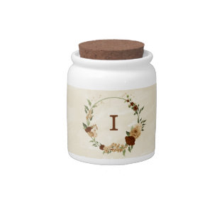 terracotta earth tone floral wedding candy jar