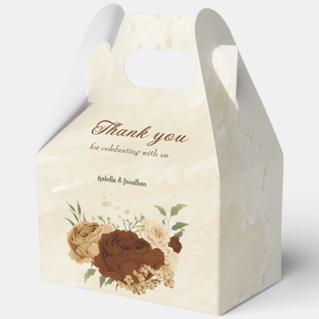 terracotta earth tone floral wedding favor boxes (Front)