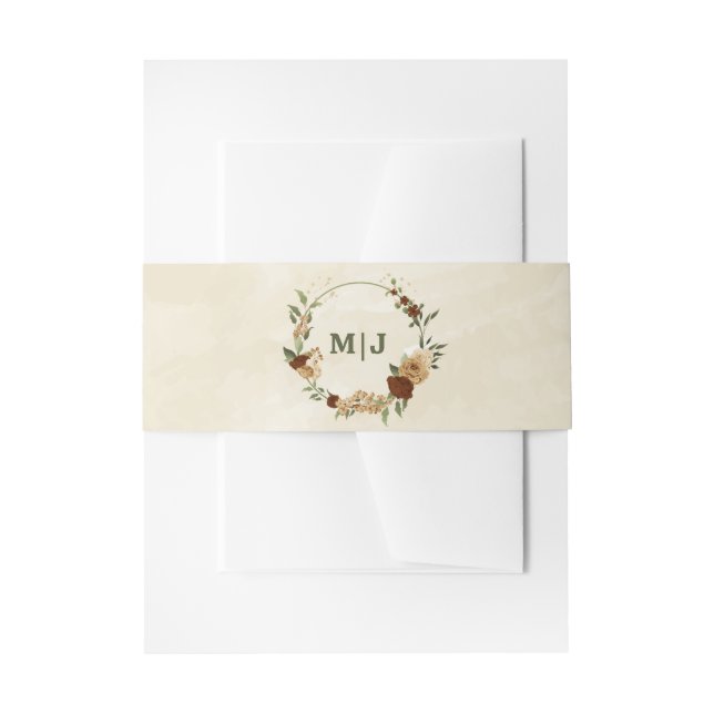 terracotta earth tone floral wedding invitation belly band (Front Example)