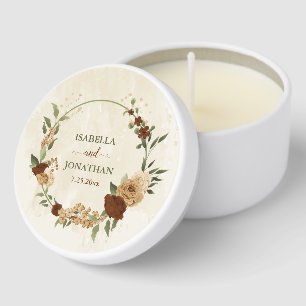 terracotta earth tone floral wedding mini candle favors