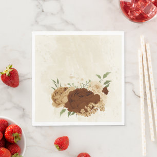 terracotta earth tone floral wedding napkins