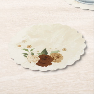 terracotta earth tone floral wedding paper coaster