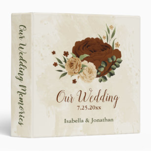 terracotta earth tone floral wedding photo album 3 ring binder