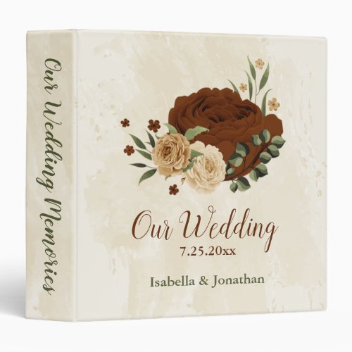 terracotta earth tone floral wedding photo album