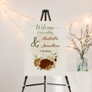 terracotta earth tone floral wedding welcome sign