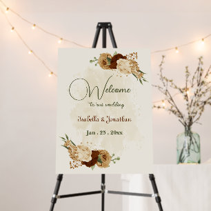 terracotta earth tone floral wedding welcome sign