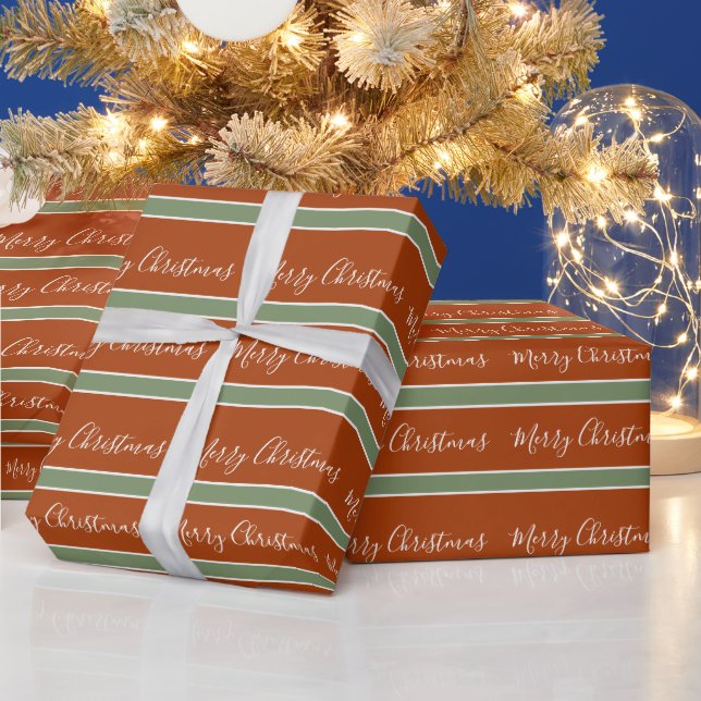 Terracotta Earth Tones Merry Christmas Wrapping Paper (Holidays)