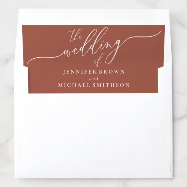 Terracotta Earthtone Simple Formal Wedding Envelope Liner