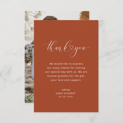 terracotta earthtone wedding thank you card