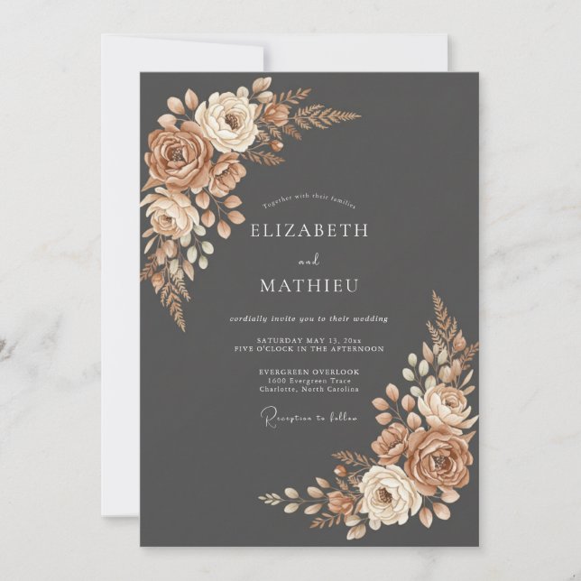 Terracotta Earthy Blossom Wedding Invitation (Front)