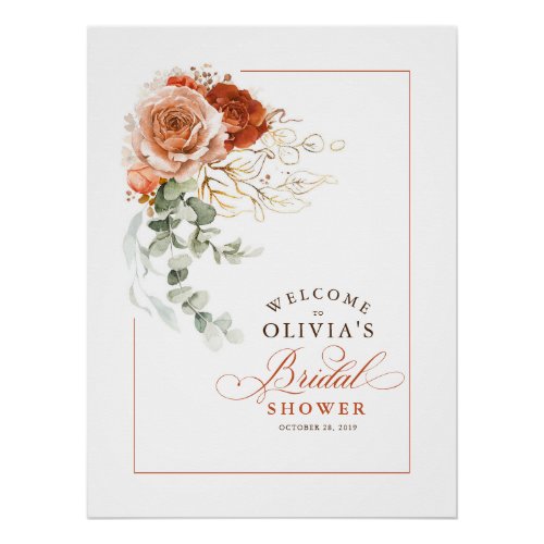 Terracotta Earthy Boho Bridal Shower Welcome Poster