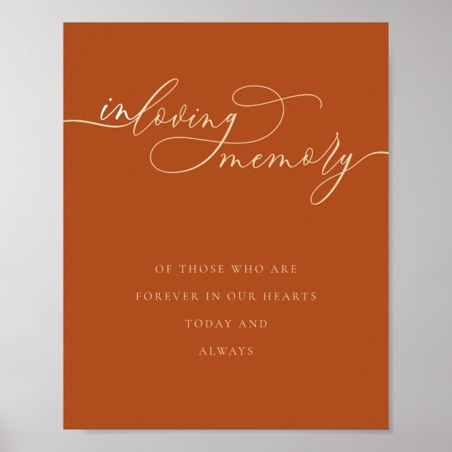 Terracotta Earthy Script in Loving Memory Poster
