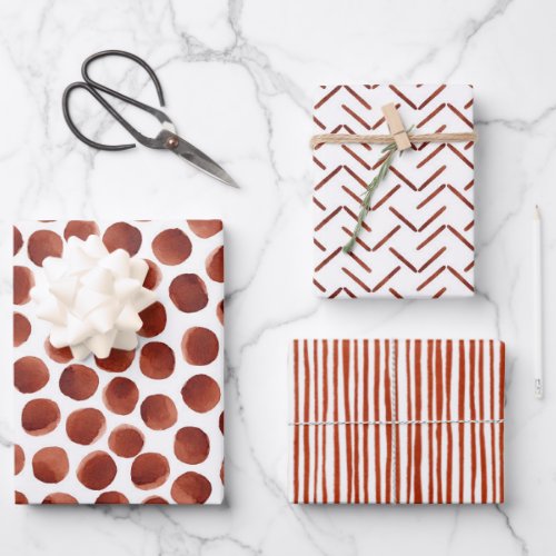 Terracotta Earthy Tone Watercolor Pattern  Wrappin Wrapping Paper Sheets