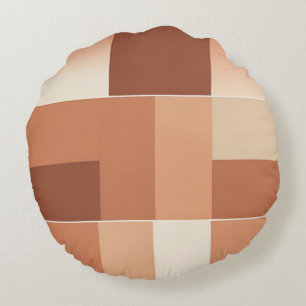 Terracotta earthy tones checkerboard AI art Round Pillow