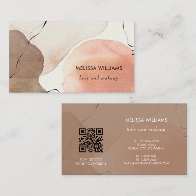 Terracotta Earthy Tones Watercolor Background Business Card (Front/Back)