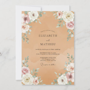 Terracotta Earthy Vintage Wedding Invitation