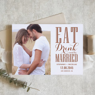 Terracotta Eat Drink and Be Married Photo Save The Date