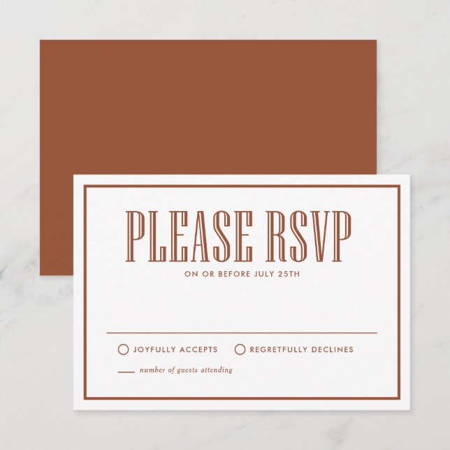 Terracotta Eat Drink and be Married Wedding RSVP Card (Front/Back)