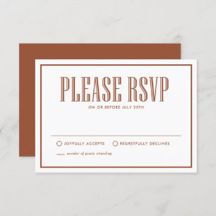 Terracotta Eat Drink and be Married Wedding RSVP Card