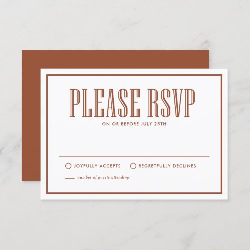 Terracotta Eat Drink and be Married Wedding RSVP Card