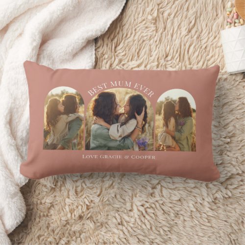 Terracotta elegant arch multi photo best mum lumbar pillow