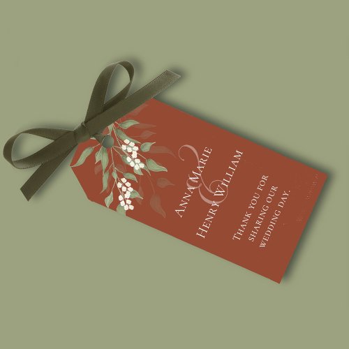 Terracotta Elegant Calligraphy Ampersand Greenery Gift Tags