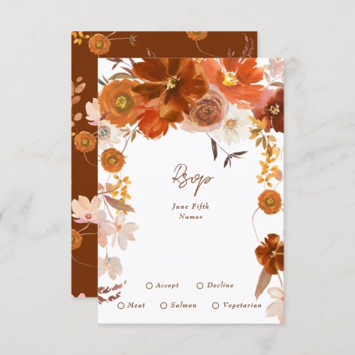 Terracotta Elegant Copper Rich Floral Botanicals RSVP Card
