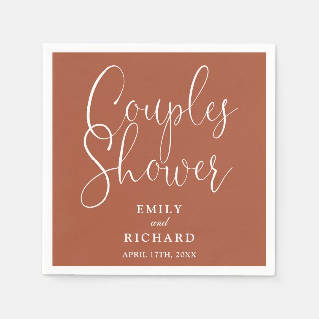 Terracotta Elegant Couples Bridal Wedding Shower Napkins (Front)