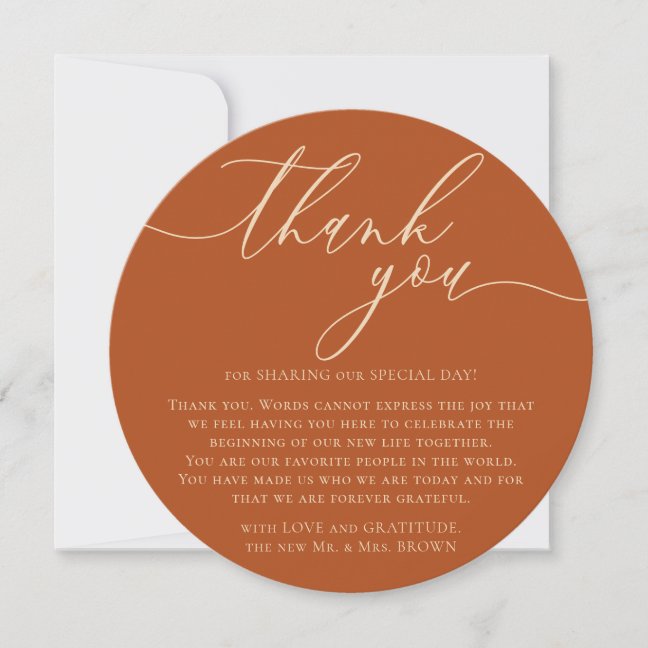 Terracotta Elegant Custom Photo Thank You Holiday Card