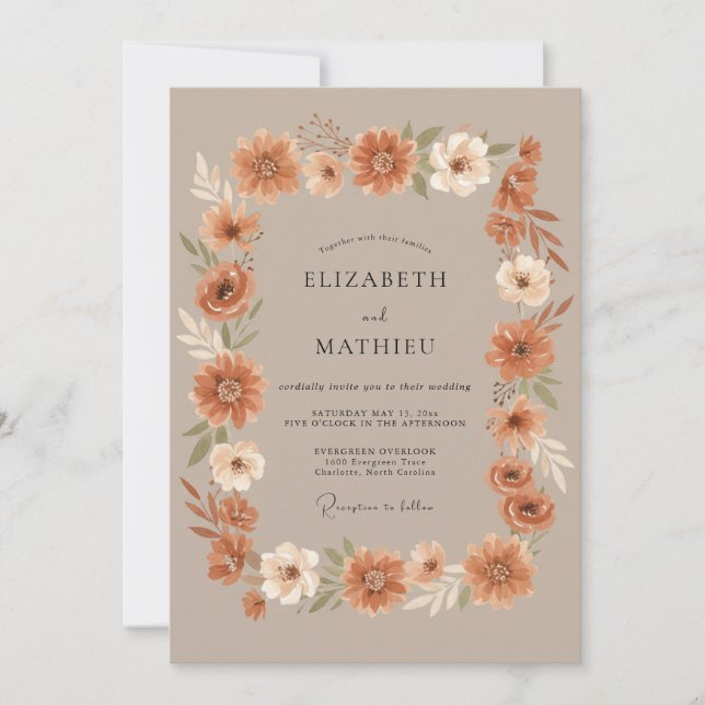 Terracotta Elegant Fall Wedding Invitation (Front)