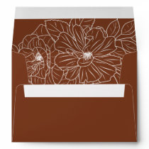 Terracotta Elegant Floral Sketch Wedding Envelope