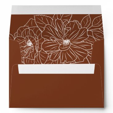 Terracotta Elegant Floral Sketch Wedding Envelope