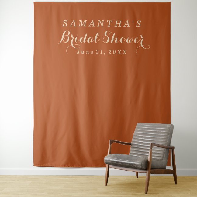 Terracotta Elegant Girl Bridal Shower Photo Booth Tapestry
