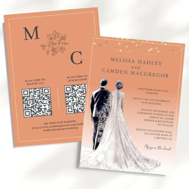 Terracotta Elegant Modern QR Code Wedding Invitation (Creator Uploaded)