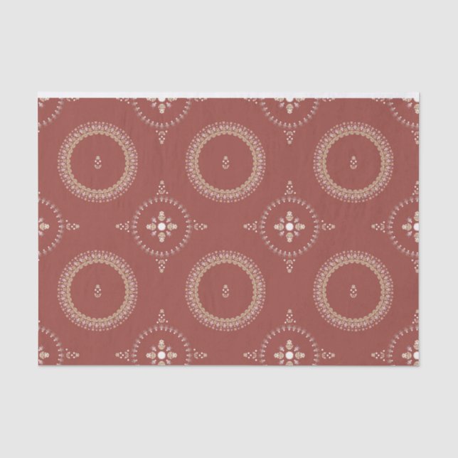 Terracotta Elegant Ornamental Floral Tissue Paper (Front)