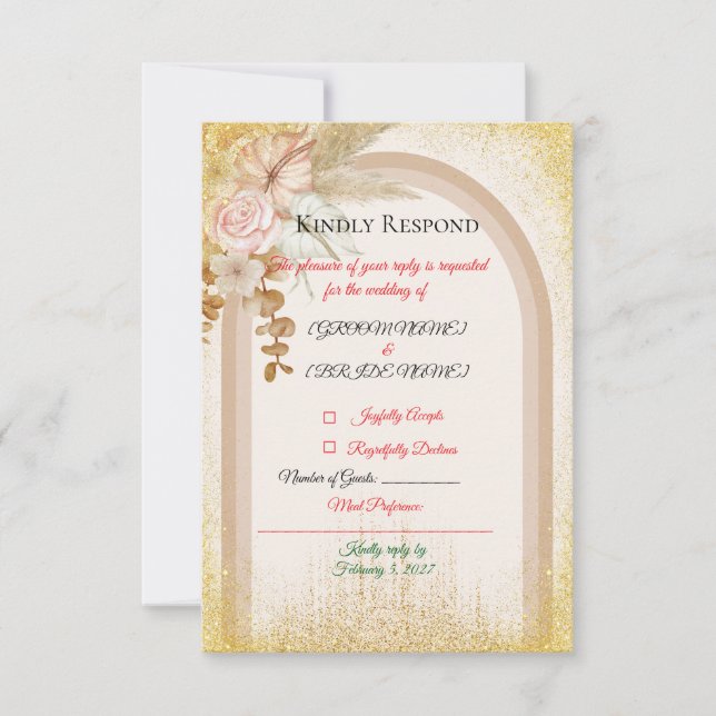 Terracotta Elegant Reply Insert RSVP Card (Front)